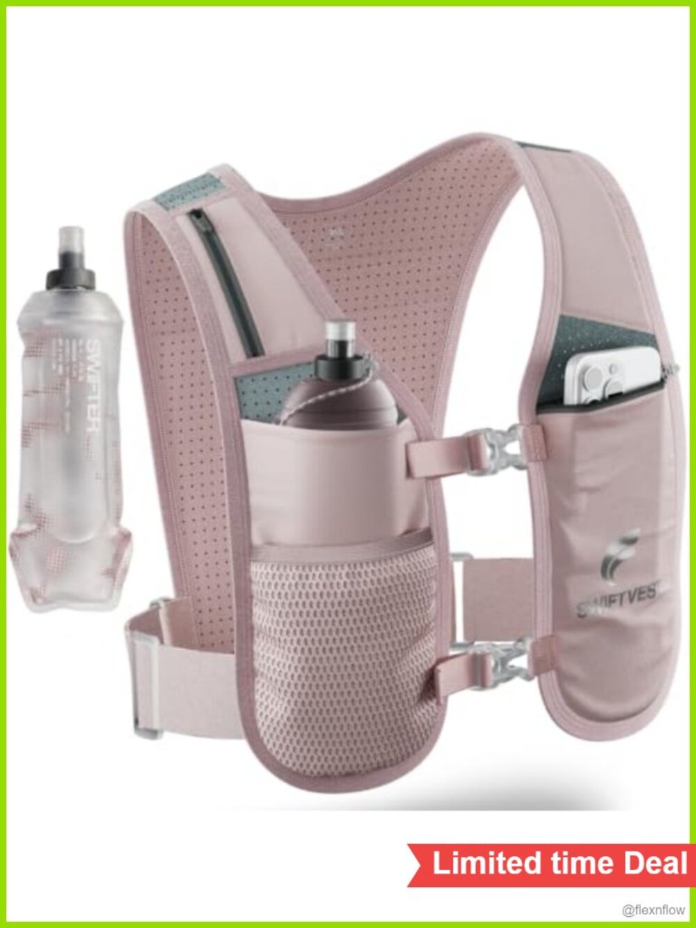 Running Phone Holder Hydration Vest with Water Bottle Reflective Adjustable 6